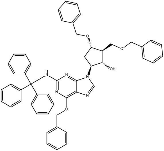 (1S,2S,3S,5S)-3-Benzyloksy-2-benzyloksymetylo-5-[6-benzyloksy-2-(trityloamino)-puryn-9-ylo]-cyklopentanol