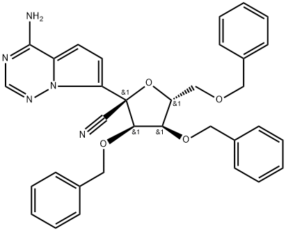 (2R,3R,4R,5R)-2-(4-aminopirolo[2,1-f][1,2,4]triazyn-7-ylo)-3,4-bis(benzyloksy)-5-(( benzyloksy)metylo)tetrahydrofuran-2-karbonitryl