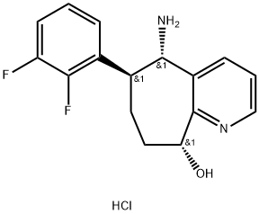 (5S,6S,9R)-5-amino-6-(2,3-difluorofenylo)-6,7,8,9-tetrahydro-5H-cyklohepta[b]pirydyn-9-ol:dichlorowodorek