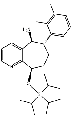 (5S,6S,9R)-6-(2,3-difluorofenylo)-9-((triizopropylosililo)oksy)-6,7,8,9-tetrahydro-5H-cyklohepta[b]pirydyno-5-amina