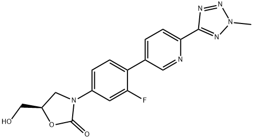 (R)-3-(3-fluoro-4-(6-(2-metylo-2H-tetrazol-5-ilo)pirydyn-3-ylo)fenylo)-5-(hydroksymetylo)oksazolidyn-2-on