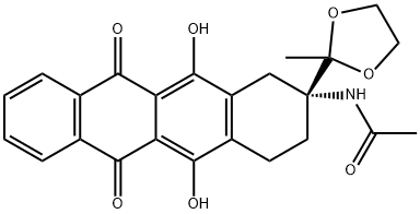(R)-N-(5,12-Dihydroksy-2-(2-metylo-1,3-dioksolan-2-ylo)-6,11-diokso-1,2,3,4,6,11-heksahydrotetracen -2-ylo)acetamid