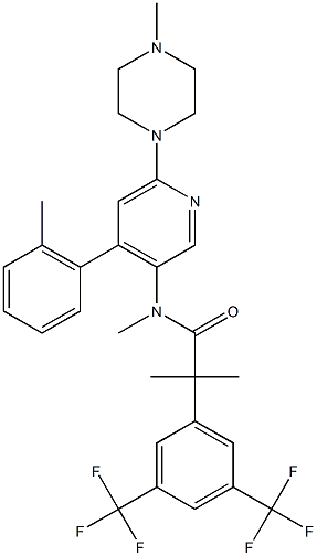 2-[3,5-bis(trifluorometylo)fenylo]-N,2-dimetylo-N-[4-(2-metylofenylo)-6-(4-metylopiperazyn-1-ylo)pirydyn-3-ylo]propanamid