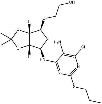 2-(((3aR,4S,6R,6aS)-6-((5-amino-6-chloro-2-(propylotio)pirymidyn-4-ylo)amino)-2,2-dimetylotetrahydro-3aH-cyklopenta[ d][1,3]dioksol-4-ilo)oksy)etanol