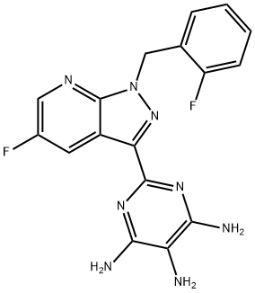 2-[5-fluoro-1-(2-fluorobenzylo)-1H-pirazolo[3,4-b]pirydyn-3-ylo]pirymidyno-4,5,6-triamina