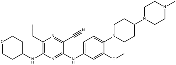 2-pirazynokarbonitryl, 6-etylo-3-[[3-metoksy-4-[4-(4-metylo-1-piperazynylo)-1-piperydynylo]fenylo]amino]-5-[(tetrahydro-2H-pirano- 4-ylo)amino]-