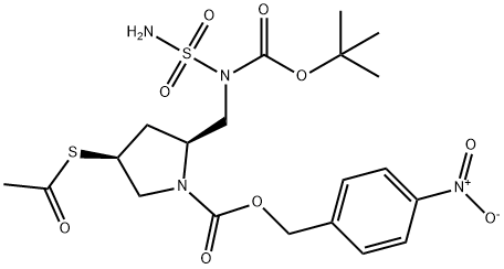 4-Nitrobenzylo (2S,4S)-4-acetylotio-2-[[N-butoksykarbonylo)amino]metylo]pirolidyno-1-sulfamoilo-N-(tert-karboksylan