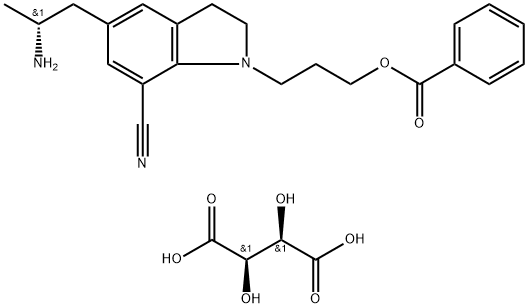 (2R,3R)-2,3-dihydroksybutanodionian 5-[(2R)-2-aminopropylo]-1-[3-(benzoiloksy)propylo]-2,3-dihydro-1H-indolo-7-karbonitrylu