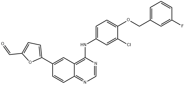5-[4-((3-Chloro-4-((3-fluorobenzylo)oksy)fenylo)amino)chinazolin-6-ylo]-2-furaldehyd