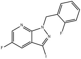 5-fluoro-1-(2-fluorobenzylo)-3-jodo-1H-pirazolo[3,4-b]pirydyna