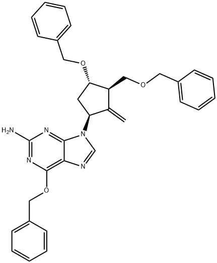 6-(Benzyloksy)-9-[(1S,3R,4S)-2-metyleno-4-(fenylometoksy)-3-[(fenylometoksy)metylo]cyklopentylo]-9H-puryno-2-amina