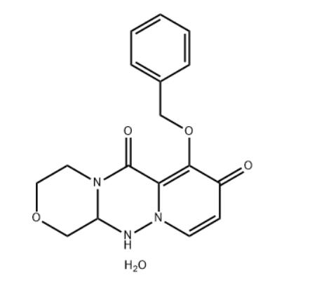 7-(benzyloksy)-3,4,12,12a-tetrahydro-1H-[1,4]oksazyno[3,4-c]pirydo[2,1-f][1,2,4]triazyno-6, 8-dion, półhydrat