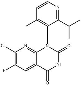 7-chloro-6-fluoro-1-(2-izopropylo-4-metylopirydyn-3-ylo)pirydo[2,3-d]pirymidyno-2,4(1H,3H)-dion