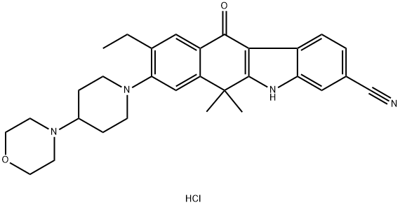 chlorowodorek 9-etylo-6,6-dimetylo-8-(4-morfolinopiperydyn-1-ylo)-11-okso-5a,6,11,11a-tetrahydro-5H-benzo[b]karbazolo-3-karbonitrylu