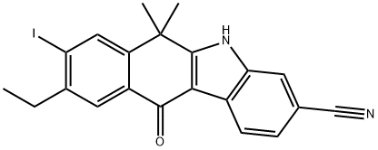 9-etylo-8-jodo-6,6-dimetylo-11-okso-6,11-dihydro-5H-benzo[b]karbazolo-3-karbonitryl