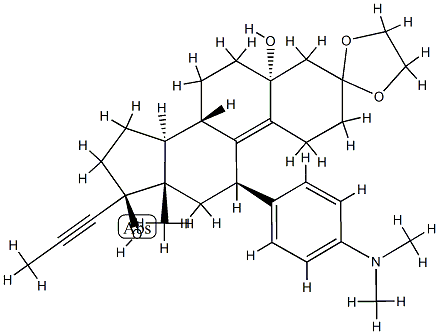 Estr-9-en-3-on, 11-[4-(dimetyloamino)fenylo]-5,17-dihydroksy-17-(1-propynylo)-, cykliczny acetal 1,2-etanodiylu, (5a,11b,17b )-