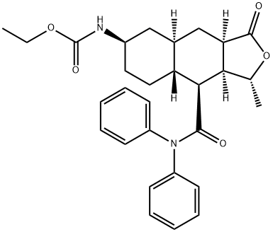 ((1R,3aR,4aR,6R,8aR,9S,9aS)-9-(difenylokarbamoilo)-1-metylo-3-oksododekahydronafto[2,3-c]furan-6-ylo)karbaminian etylu