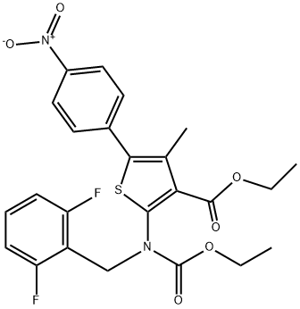 2-((2,6-difluorobenzylo)(etoksykarbonylo)amino)-4-metylo-5-(4-nitrofenylo)tiofeno-3-karboksylan etylu