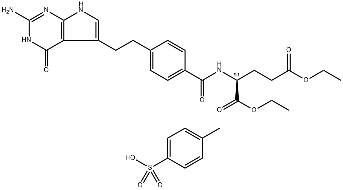 Kwas N-[4-[2-(2-amino-4,7-dihydro-4-okso-3H-pirolo[2,3-d]pirymidyn-5-ylo)etylo]benzoilo]-L-glutaminowy 1, 4-metylobenzenosulfonian estru 5-dietylowego