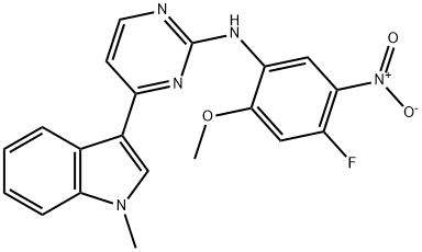 N-(4-fluoro-2-metoksy-5-nitrofenylo)-4-(1-metyloindol-3-ilo)pirymidyn-2-amina