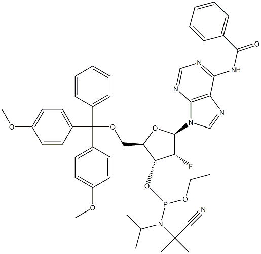 N-Benzoilo-5'-O-[bis(4-metoksyfenylo)fenylometylo]-2'-deoksy-2'-fluoroadenozyno 3'-[2-cyjanoetylo N,N-bis(1-metyloetylo)fosforamidyn]