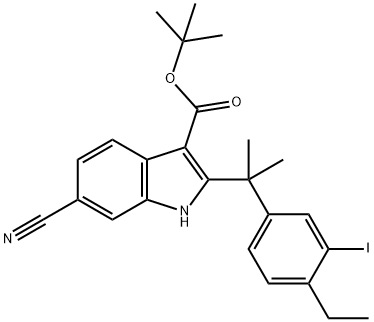 6-cyjano-2-(2-(4-etylo-3-jodofenylo)propan-2-ylo)-1H-indolo-3-karboksylan tert-butylu